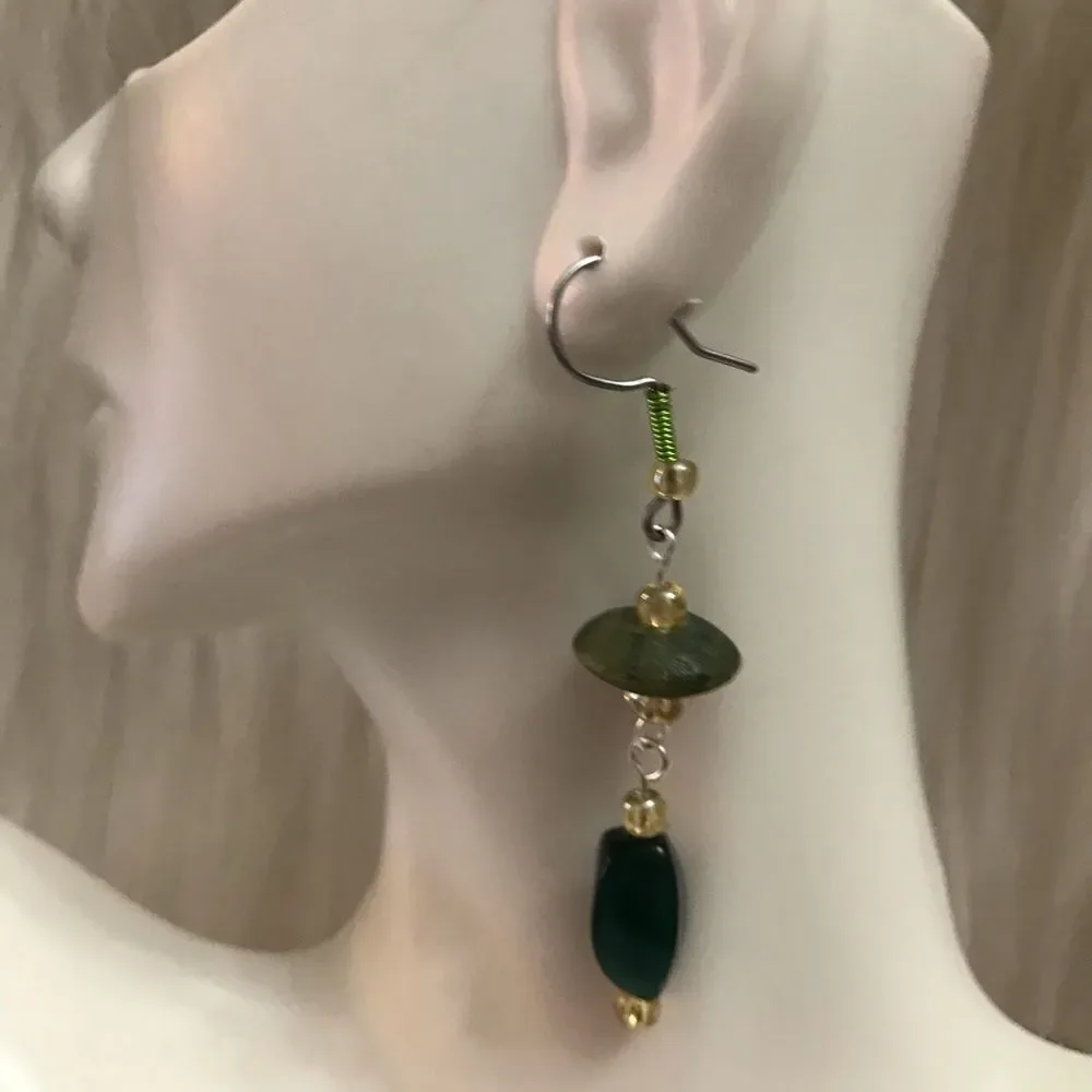 Green beaded earrings